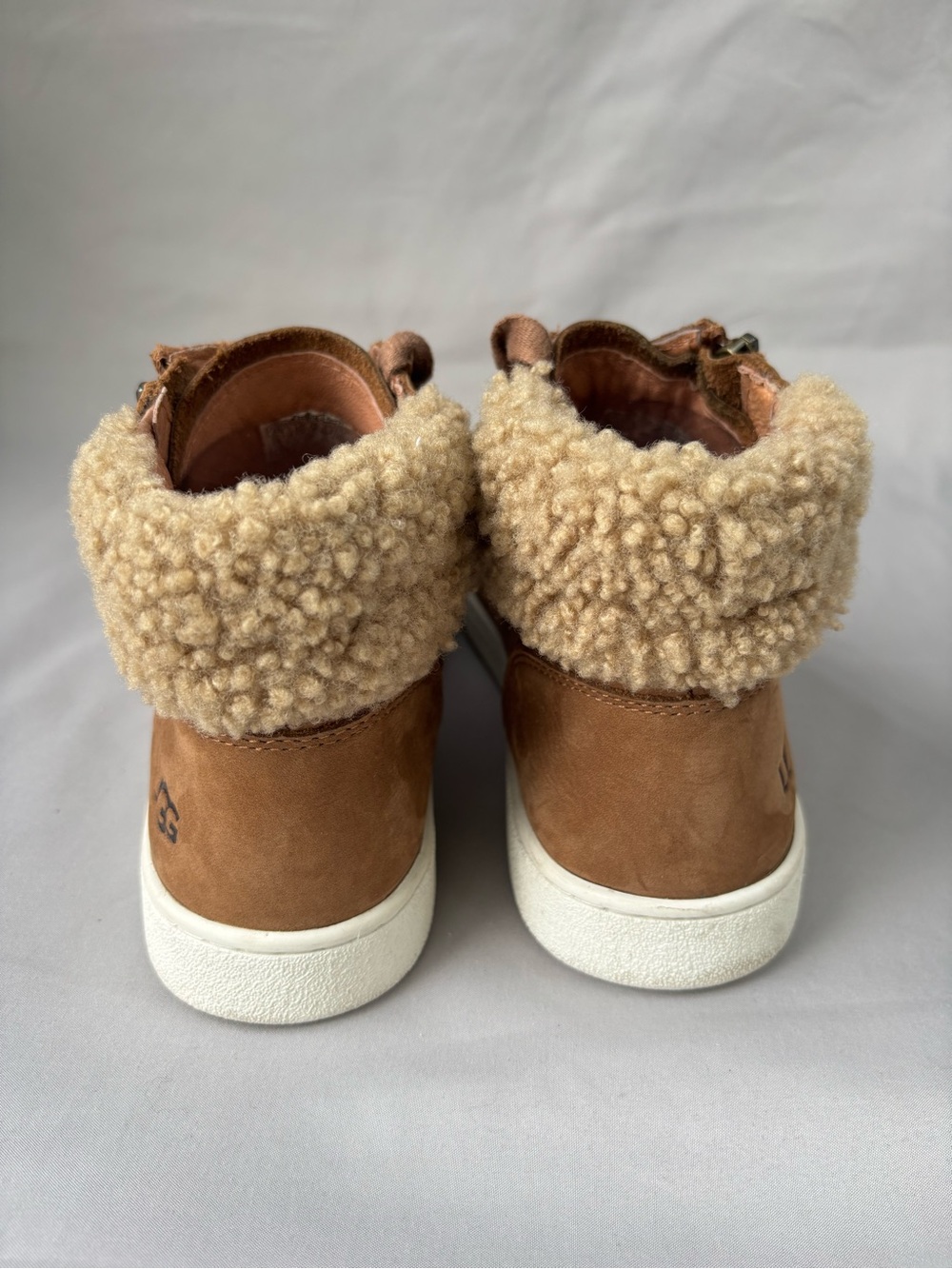 UGG Chestnut Brown Shearling-Trim High-Top Sneakers Size 9.5 - Picture 4 of 10